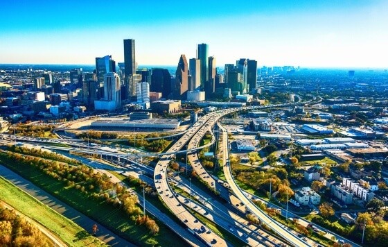 Daytime cityscape with highways