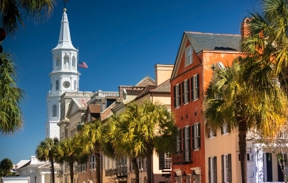 daytime colorful row of buildings