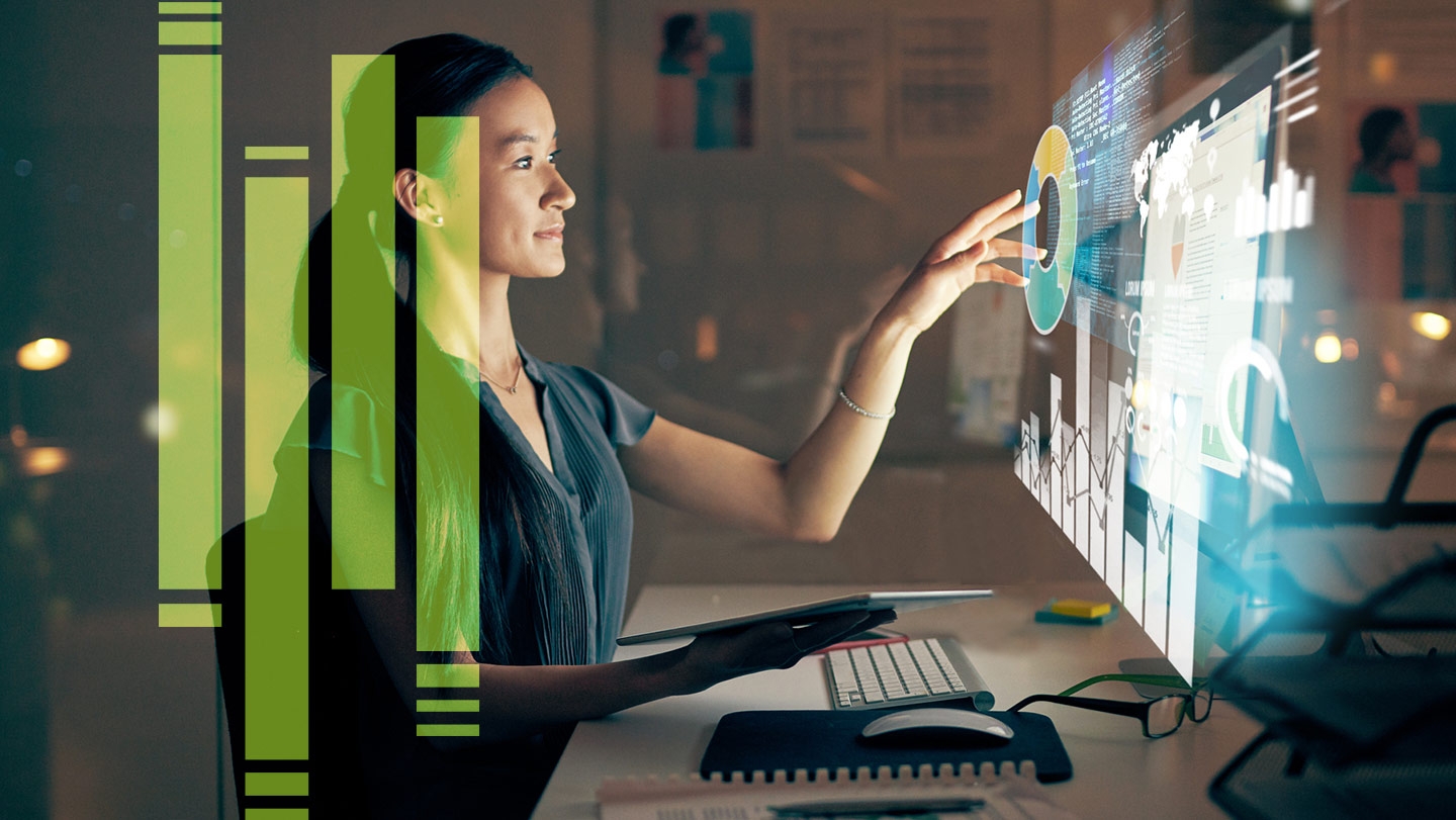 Woman working at a computer screen